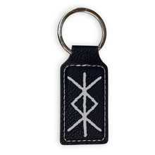 Load image into Gallery viewer, Keychain - Rectangle - Viking Protection Rune - Leather