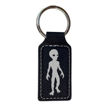 Load image into Gallery viewer, Keychain - Rectangle - Alien - Leather 3&quot; x 1 3/4&quot;