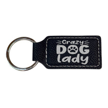 Load image into Gallery viewer, Keychain - Rectangle - Crazy Dog Lady - Leather