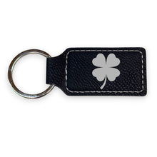 Load image into Gallery viewer, Keychain - Rectangle - 4 Leaf Clover - Leather - Irish