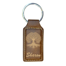 Load image into Gallery viewer, Keychain - Rectangle - PERSONALIZED - Celtic Tree of Life - Leather