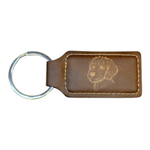 Load image into Gallery viewer, Keychain - Rectangle - Golden Doodle - Leather