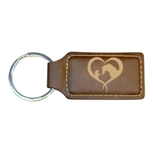 Load image into Gallery viewer, Keychain - Rectangle - Girl and Horse Heart - Leather