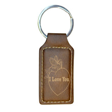 Load image into Gallery viewer, Keychain - Rectangle - I love you with Fairie on Heart - Leather