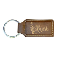 Load image into Gallery viewer, Keychain - Rectangle - Music Notes - Leather