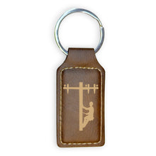 Load image into Gallery viewer, Keychain - Rectangle - Lineman - Leather