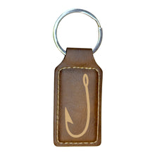 Load image into Gallery viewer, Keychain - Rectangle - Fish Hook - Leather