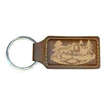 Load image into Gallery viewer, Keychain - Rectangle - Camping RV - Leather