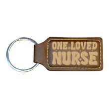 Load image into Gallery viewer, Keychain - Rectangle - One Loved Nurse - Leather