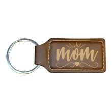 Load image into Gallery viewer, Keychain - Rectangle - Mom - Leather