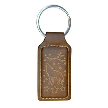 Load image into Gallery viewer, Keychain - Rectangle - Howling Wolf - Leather