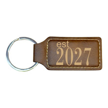 Load image into Gallery viewer, Keychain - Rectangle -  Est 2027 - Leather