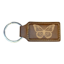 Load image into Gallery viewer, Keychain - Rectangle - Butterfly - Leather
