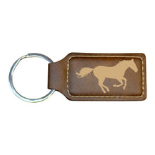 Load image into Gallery viewer, Keychain - Rectangle - Running Horse - Leather