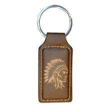 Load image into Gallery viewer, Keychain - Rectangle - Indian Chief - Leather