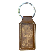 Load image into Gallery viewer, Keychain - Rectangle - Microphone - Leather