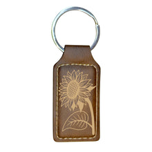 Load image into Gallery viewer, Keychain - Rectangle - Sunflower - Leather