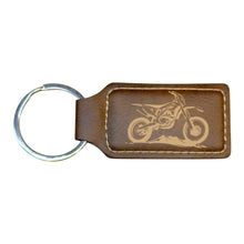 Load image into Gallery viewer, Keychain - Rectangle - Dirt Bike - Leather