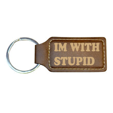 Load image into Gallery viewer, Keychain - Rectangle - Im with stupid - Leather