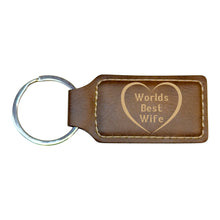 Load image into Gallery viewer, Keychain - Rectangle - Worlds Best Wife - Leather
