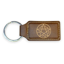 Load image into Gallery viewer, Keychain - Rectangle - Demon Trap - Leather