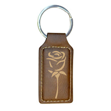 Load image into Gallery viewer, Keychain - Rectangle - Rose - Leather