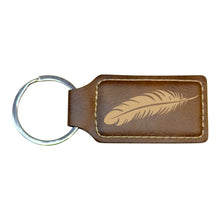 Load image into Gallery viewer, Keychain - Rectangle - Feather - Leather