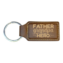 Load image into Gallery viewer, Keychain - Rectangle -  Father Grandpa Hero - Leather
