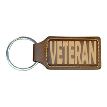 Load image into Gallery viewer, Keychain - Rectangle - Veteran - Leather