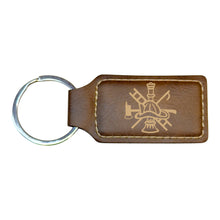 Load image into Gallery viewer, Keychain - Rectangle - Firefighter Emblem - Leather