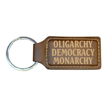 Load image into Gallery viewer, Keychain - Rectangle - Oligarchy Democracy Monarchy - Leather