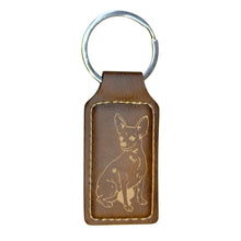 Load image into Gallery viewer, Keychain - Rectangle - Chihuahua Dog - Leather