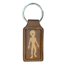 Load image into Gallery viewer, Keychain - Rectangle - Alien - Leather 3" x 1 3/4"