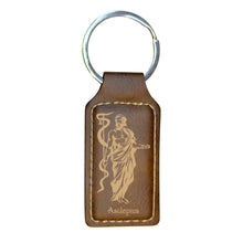 Load image into Gallery viewer, Keychain - Rectangle - Asclepius - Leather