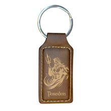 Load image into Gallery viewer, Keychain - Rectangle - Poseidon God of the Sea - Leather
