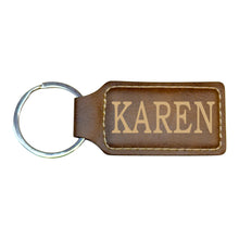 Load image into Gallery viewer, Keychain - Rectangle - Karen - Leather