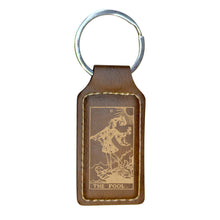 Load image into Gallery viewer, Keychain - Rectangle - The Fool Tarot Card - Leather