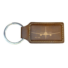 Load image into Gallery viewer, Keychain - Rectangle - KC-47 Plane - Leather 3" x 1 3/4"