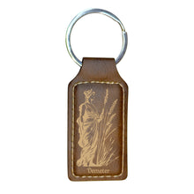 Load image into Gallery viewer, Keychain - Rectangle - Demeter Goddess of Agriculture - Leather
