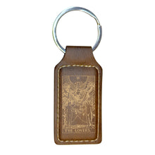 Load image into Gallery viewer, Keychain - Rectangle - The Lovers Tarot Card - Leather