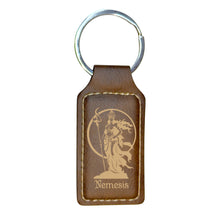 Load image into Gallery viewer, Keychain - Rectangle - Nemesis Goddess of Revenge - Leather