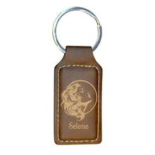 Load image into Gallery viewer, Keychain - Rectangle - Selene Goddess of the Moon - Leather