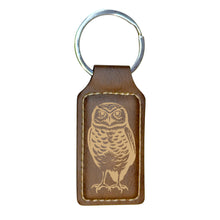 Load image into Gallery viewer, Keychain - Rectangle - Burrowing Owl - Leather