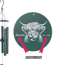 Load image into Gallery viewer, Wind Chime - PERSONALIZED - Highland Cow - Powder coated