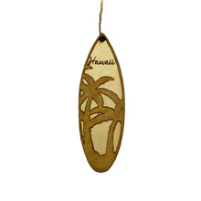 Load image into Gallery viewer, Ornament - Hawaii Palm Tree Surfboard - Raw Wood Maple