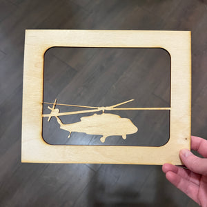 Helicopter 8x10 Horizontal Photo Frame Insert - Baltic Birch FRAME NOT INCLUDED