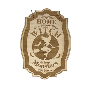 Sign - CUSTOM - Home of a Happy Little Witch - Halloween Door Sign