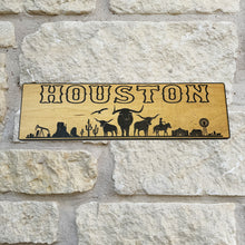 Load image into Gallery viewer, Houston Plaque with Landscape BLACK Sign 3x11