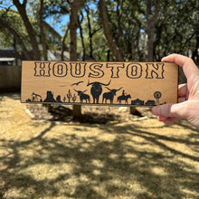 Load image into Gallery viewer, Houston Plaque with Landscape BLACK Sign 3x11