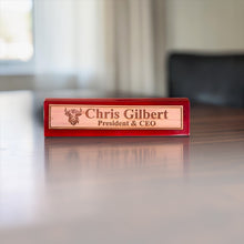 Load image into Gallery viewer, Desk Wedge Name Plate - PERSONALIZED - Highland Cow - 11 Inches